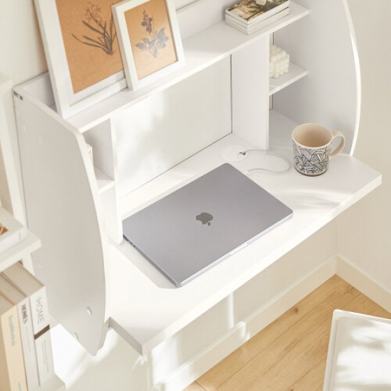 SoBuy FWT18-W Wall-Mounted Desk | Computer Desk with Storage Shelf